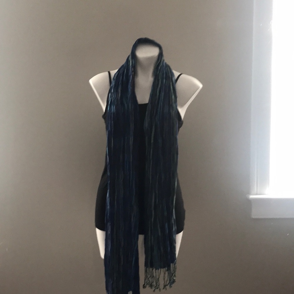 Blue multi-colored scarf/wrap